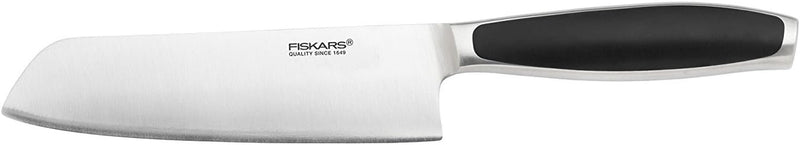 Fiskars Santoku-Messer, Gesamtlänge: 31 cm, Qualitätsstahl/Kunststoff, Schwarz, Royal, 1016465 Kling