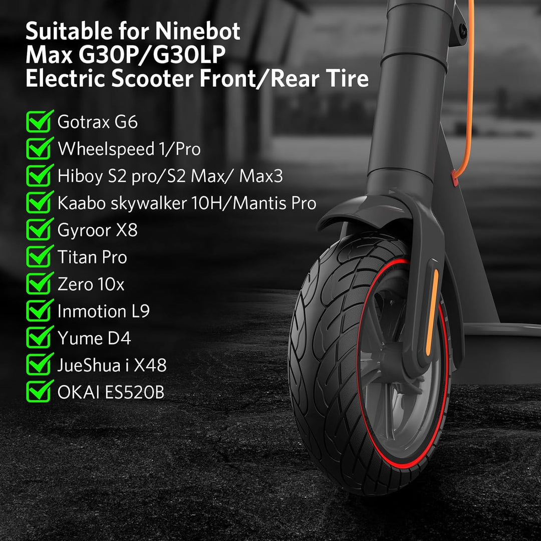 OUXI 10×2.5 Zoll Ersatz-Vollgummireifen 60/70-6.5 Für Ninebot G30 Max /G30D mit 1 Montagewerkzeug fü