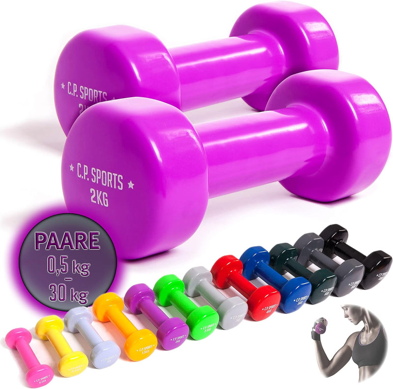 C.P.Sports Gymnastikhanteln | Kurzhanteln 2er Set - Gewichte von 0,5kg bis 12kg | Hanteln/Dumbbells