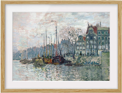 Bild mit Rahmen - Claude Monet - Kromme Waal Amsterdam - Farbe Eiche, 40 x 55cm 40cm x 55cm Eiche, 4