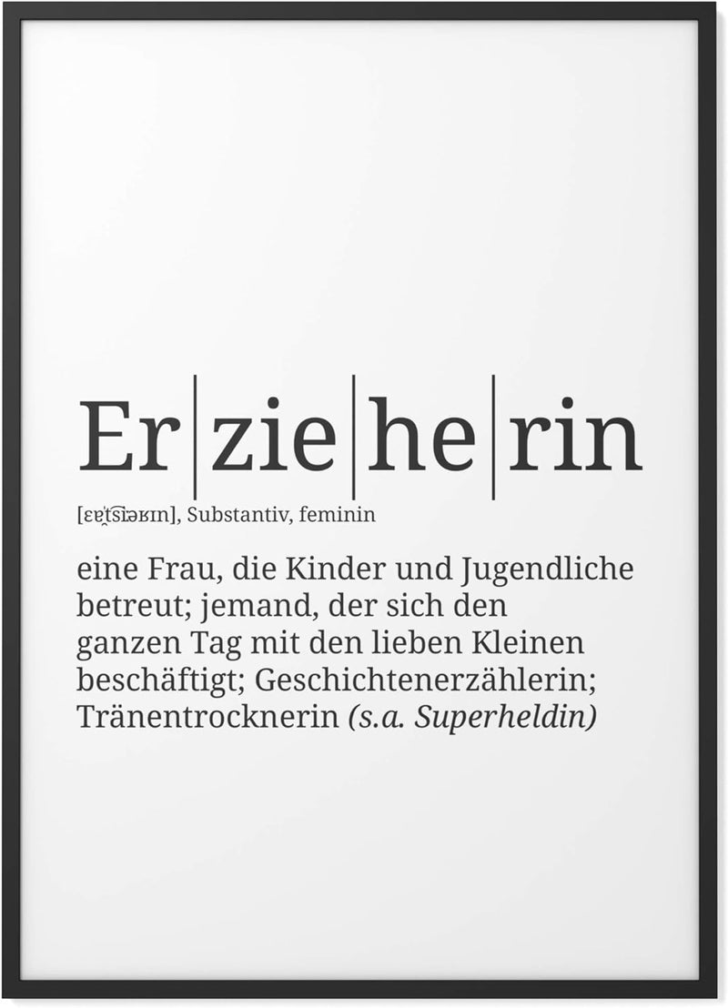 Papierschmiede® Definition: Erzieherin, DIN A1 (59x84 cm), XXL Poster für Wohnzimmer, Schlafzimmer,