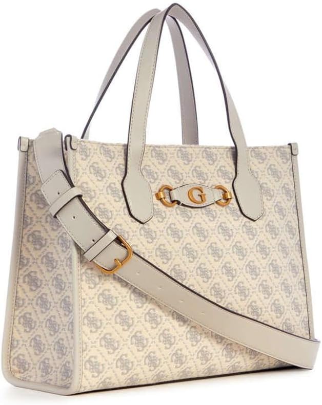 GUESS Izzy 2 Compartment Tote, Handtasche, Umhängetasche, Hellgrau-Beige