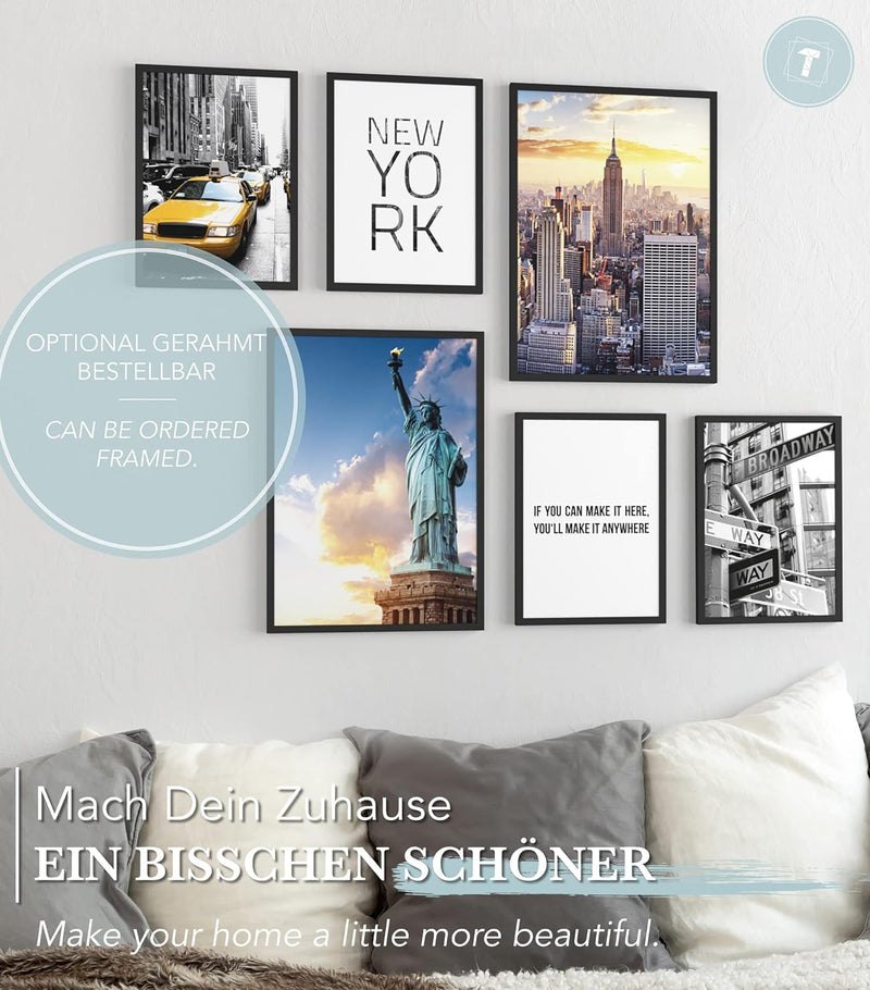 Papierschmiede® Mood Poster Set New York, Bilder Wohnzimmer Deko Schlafzimmer, 2x 30x40cm und 4x 20x