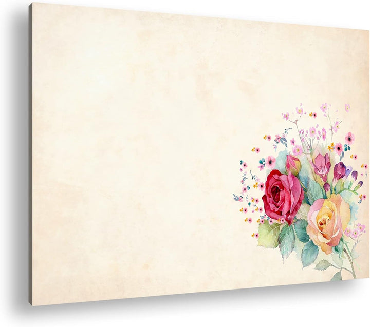deyoli farbenfroher Blumenstrauss Format: 100x70 als Leinwandbild, Motiv fertig gerahmt auf Echtholz