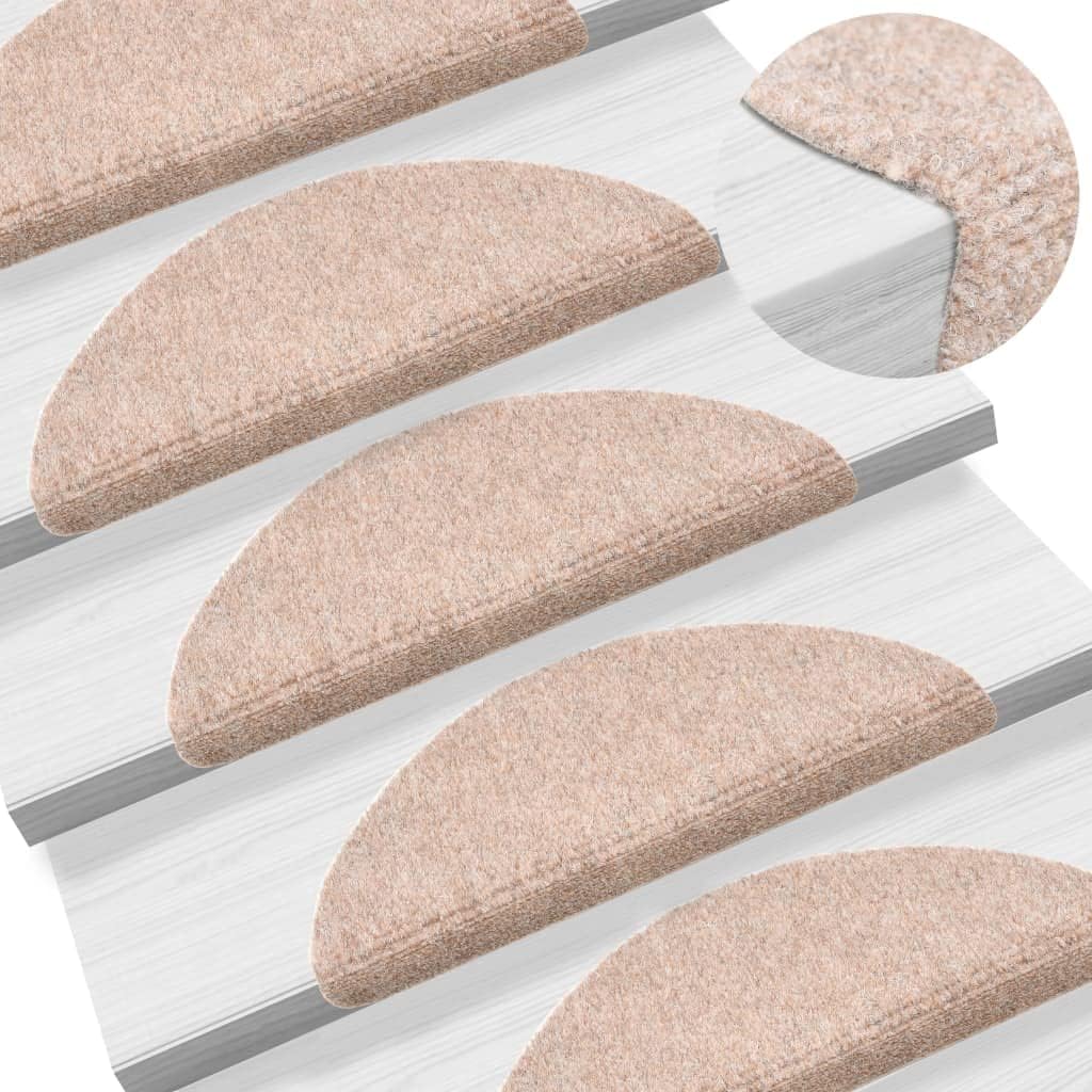 homiuse 15 STK. Selbstklebende Treppenmatten Nadelvlies 56x17x3 cm Braun Treppenstufen Matten Modern
