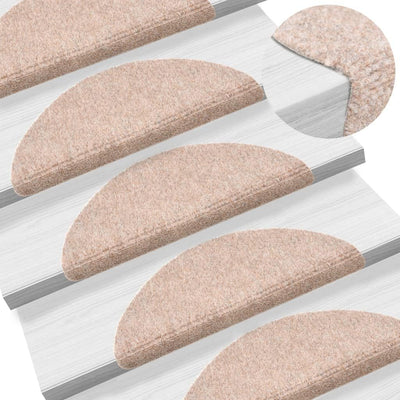 homiuse 15 STK. Selbstklebende Treppenmatten Nadelvlies 56x17x3 cm Braun Treppenstufen Matten Modern