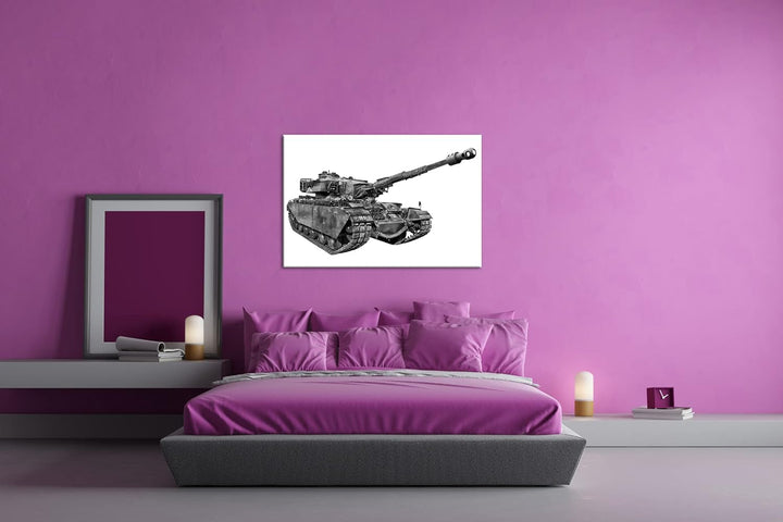 deyoli gewaltiger Panzer im Einsatz Format: 80x60 Effekt: Schwarz&Weiss als Leinwandbild, Motiv fert