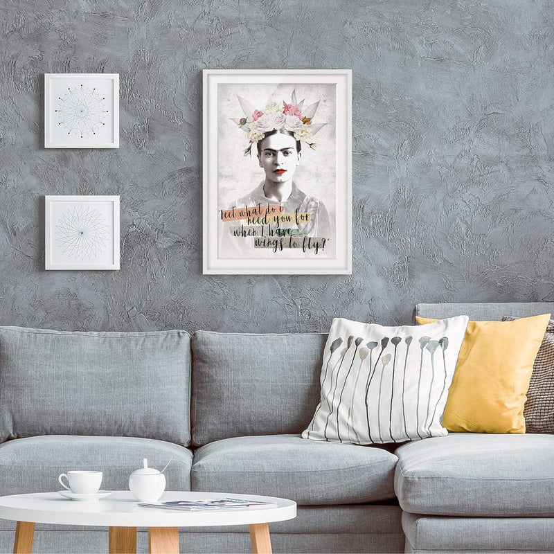 Bild mit Rahmen - Frida Kahlo - Quote - Rahmenfarbe Weiss, 70 x 50 cm 70cm x 50cm Weiss, 70cm x 50cm