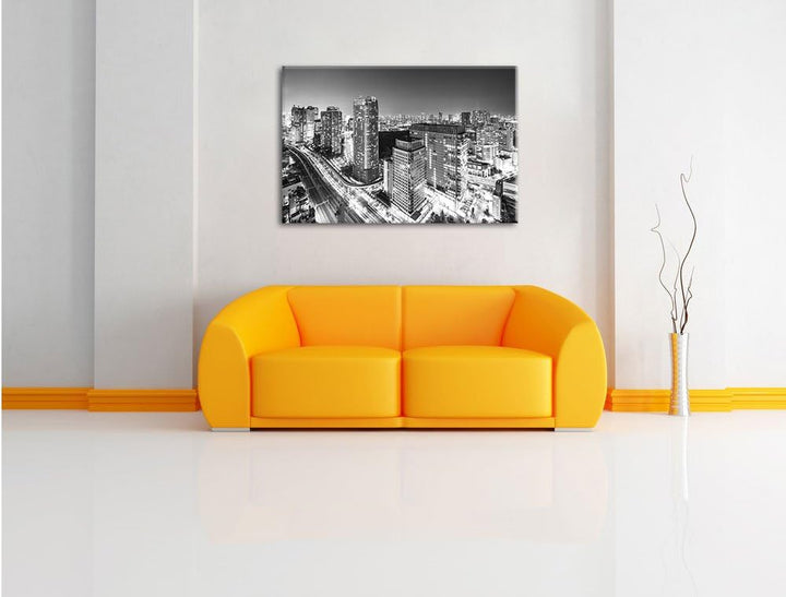 Pixxprint Moderne Architektur in der Innenstadt von Tokio Kunst B&W, Format: 100x70 auf Leinwand, 10