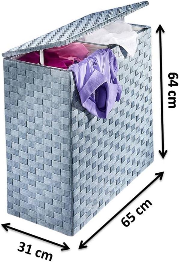 Kobolo Wäschesammler Wäschesortierer - Nylon - grau - 125L - 2 Fächer