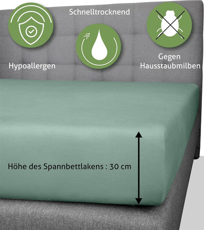 Bambus Spannbettlaken 4 Jahreszeiten| weiches Spannbetttuch 210 g/m² Oeko-Tex aus aktmungsaktivem Ma