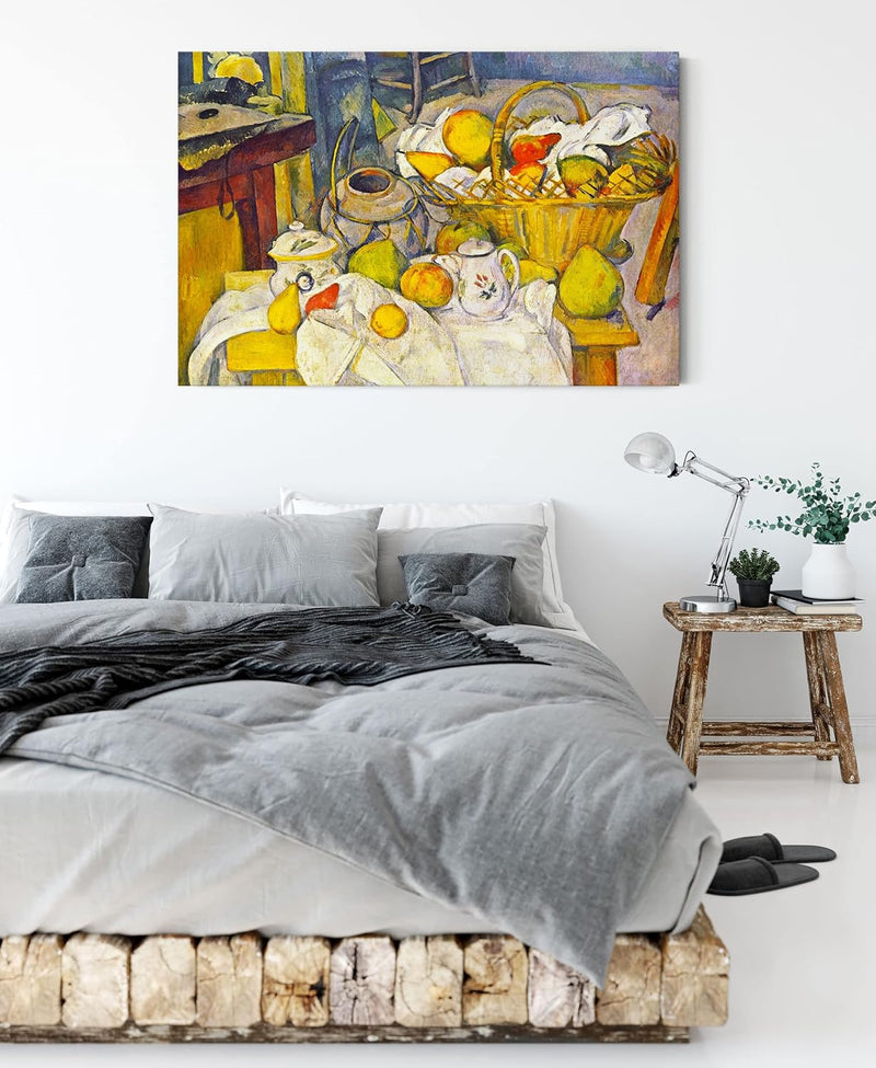 Paul Cézanne - Stillleben mit Korb als Leinwandbild / Grösse: 120x80 cm / Wandbild / Kunstdruck / fe