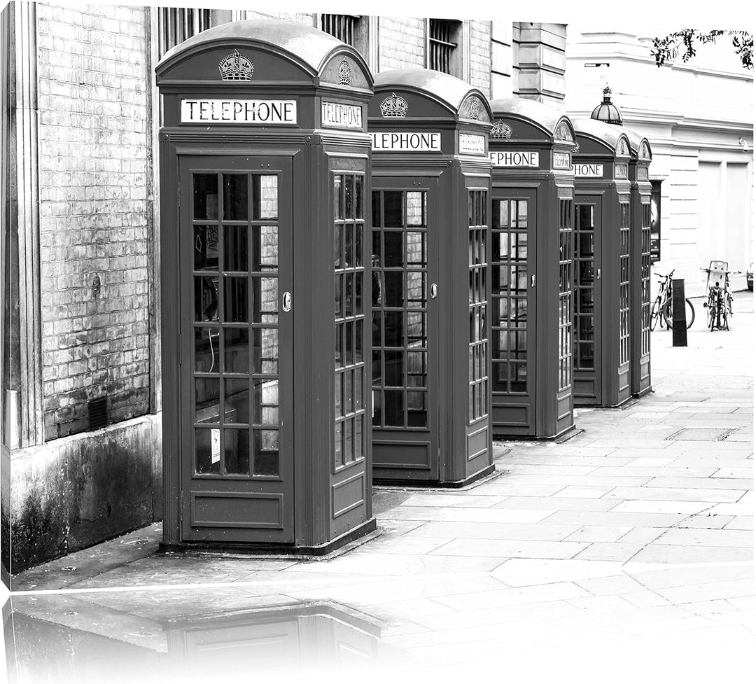 Pixxprint Londoner Telefonzellen als Leinwandbild/Grösse: 100x70 cm/Wandbild/Kunstdruck/fertig bespa