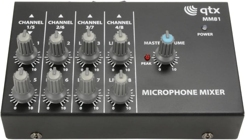 QTX mini Mikrofon Mixer 8 Kanäle schwarz, 8 Kanäle