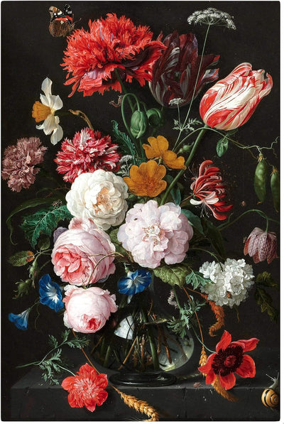 Leinwandbild Jan Davidsz de Heem Stillleben Blumen in Einer Glasvase, 90 x 60 cm 90cm x 60cm, 90cm x