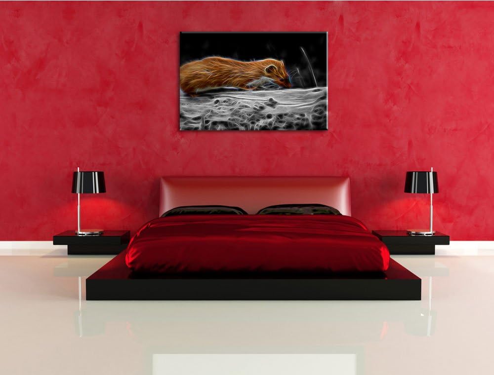 Dark wildes kleines Frettchen schwarz/weiss Deluxe Format: 100x70 cm auf Leinwand, XXL riesige Bilde