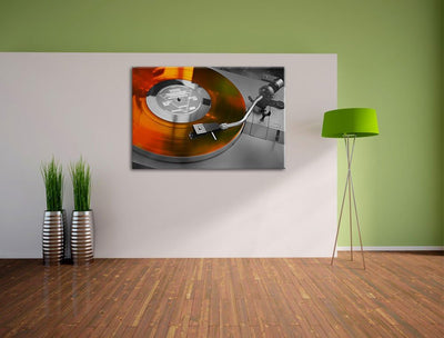 alter Schallplattenspieler schwarz/weiss Format: 100x70 auf Leinwand, XXL riesige Bilder fertig gera