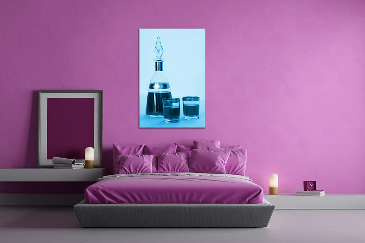 deyoli edle Flasche für Whiskey Format 80x60 Effekt: Monocrome Blau als Leinwandbild, Motiv fertig g