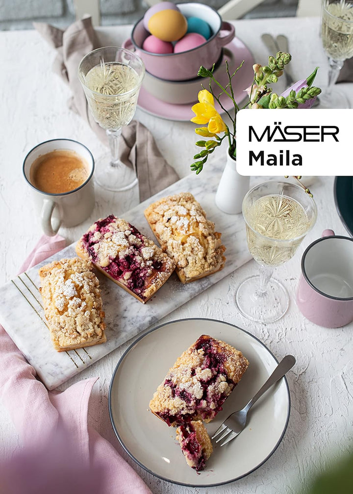 Mäser Geschirr-Set, Steingut Maila Rosa/Grau/Blau/Grün, 4-Personen-Set Grün, Blau, Rosa, Grau, Grün,