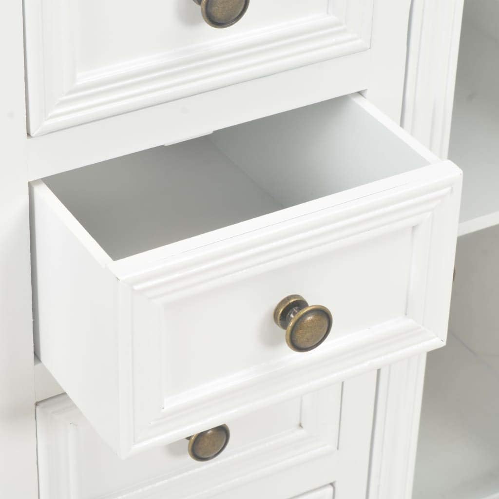 Tidyard Sideboard mit 4 Schubladen und 2 Glastüren Kommode Vitrinenschrank Beistellschrank Mehrzweck