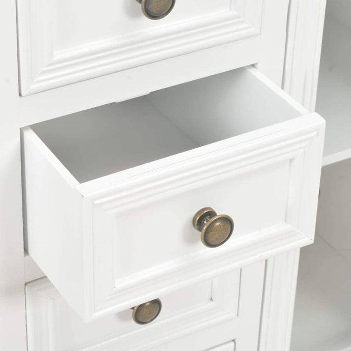 Tidyard Sideboard mit 4 Schubladen und 2 Glastüren Kommode Vitrinenschrank Beistellschrank Mehrzweck