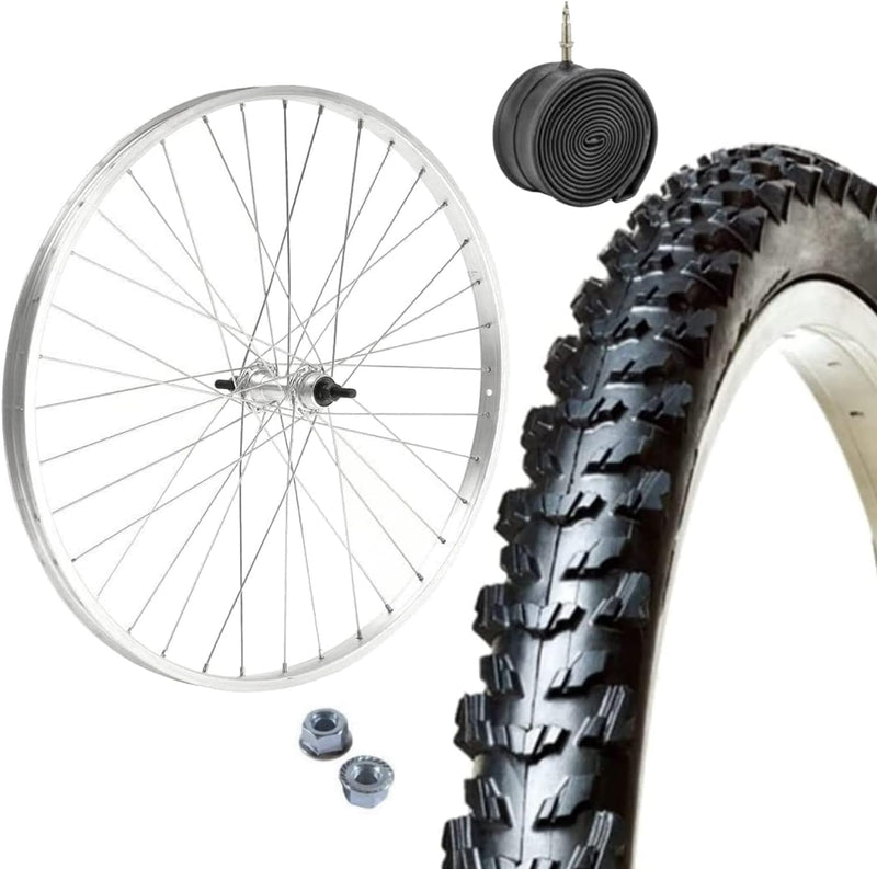 Felge vorne 24 x 1.75 + MTB Reifen 24 x 1.95 + Luftkammer | Komplettrad Mountainbike 24 Zoll