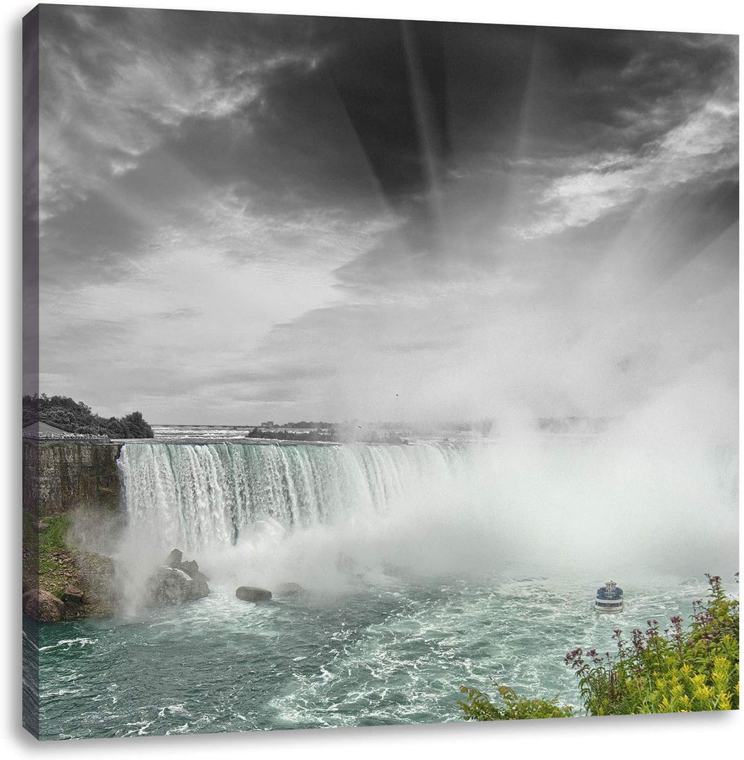Pixxprint beeindruckende Niagara Fälle 70x70cm Leinwandbild Wandbild Kunstdruck, 70x70