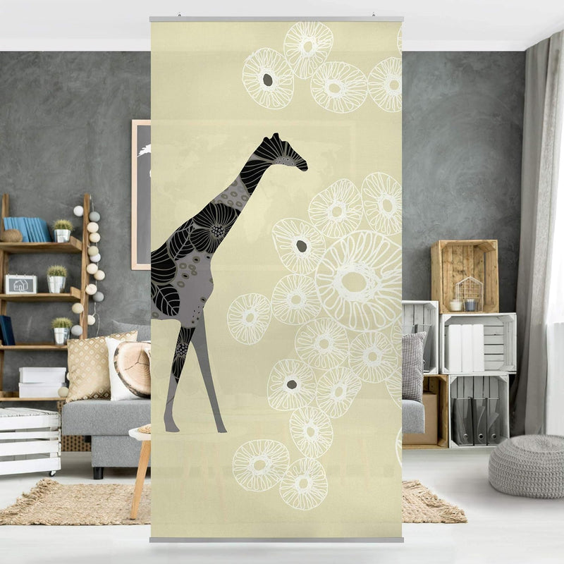 Raumteiler Kinderzimmer Retro Giraffe 250x120cm ohne Halterung 250x120cm without hanger, 250x120cm w