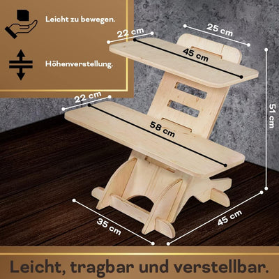 Stehschreibtisch Aufsatz | Stehpult Holz| Standing Desk | Ständer | Schreibtischaufsatz Holz | Stehp