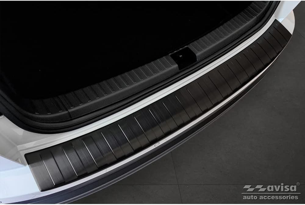 Avisa Schwarz Edelstahl Heckstossstangenschutz kompatibel mit Skoda Karoq Facelift 2022- + Sportline