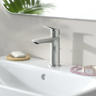 hansgrohe Waschtischarmatur Logis, Wasserhahn Bad mit Auslauf Höhe 110 mm, mit Zugstange, Badarmatur