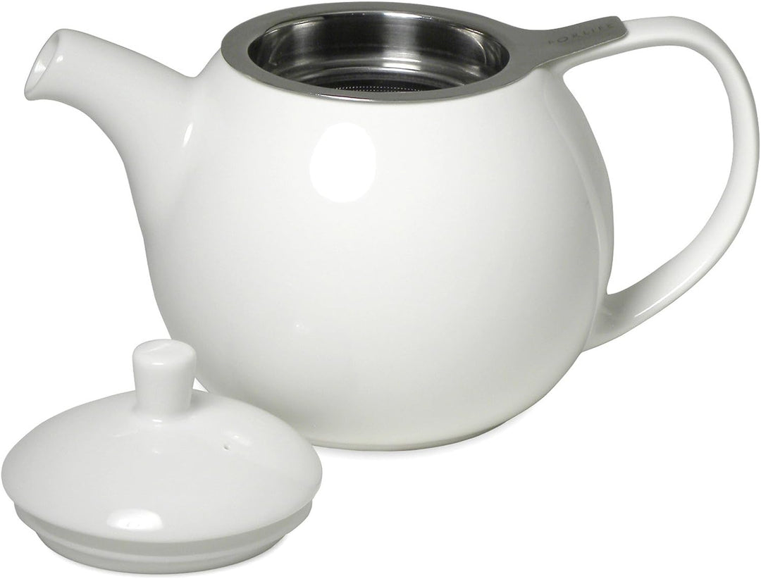 FORLIFE Curve Teekanne mit Teesieb, 625 ml 24-Ounce / 710 ml weiss, Weiss