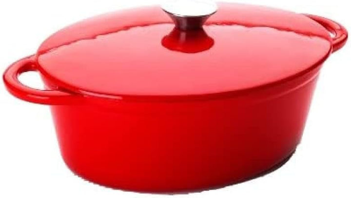 IBILI 726027R Kasserolle oval mit Deckel 27x21x10 cm in rot, Gusseisen, 21 cm, 2-Einheiten Oval 3,3