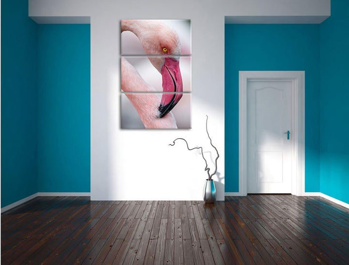 Pixxprint prächtiger Flamingo als Leinwandbild/Grösse: 3 Teilig (120x80) cm/Wandbild/Kunstdruck/fert