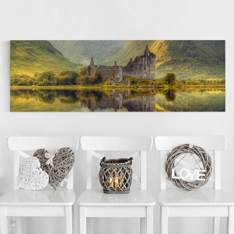 Bilderwelten Leinwandbild - Kilchurn Castle in Schottland - Panorama Quer, 40cm x 120cm, 40cm x 120c