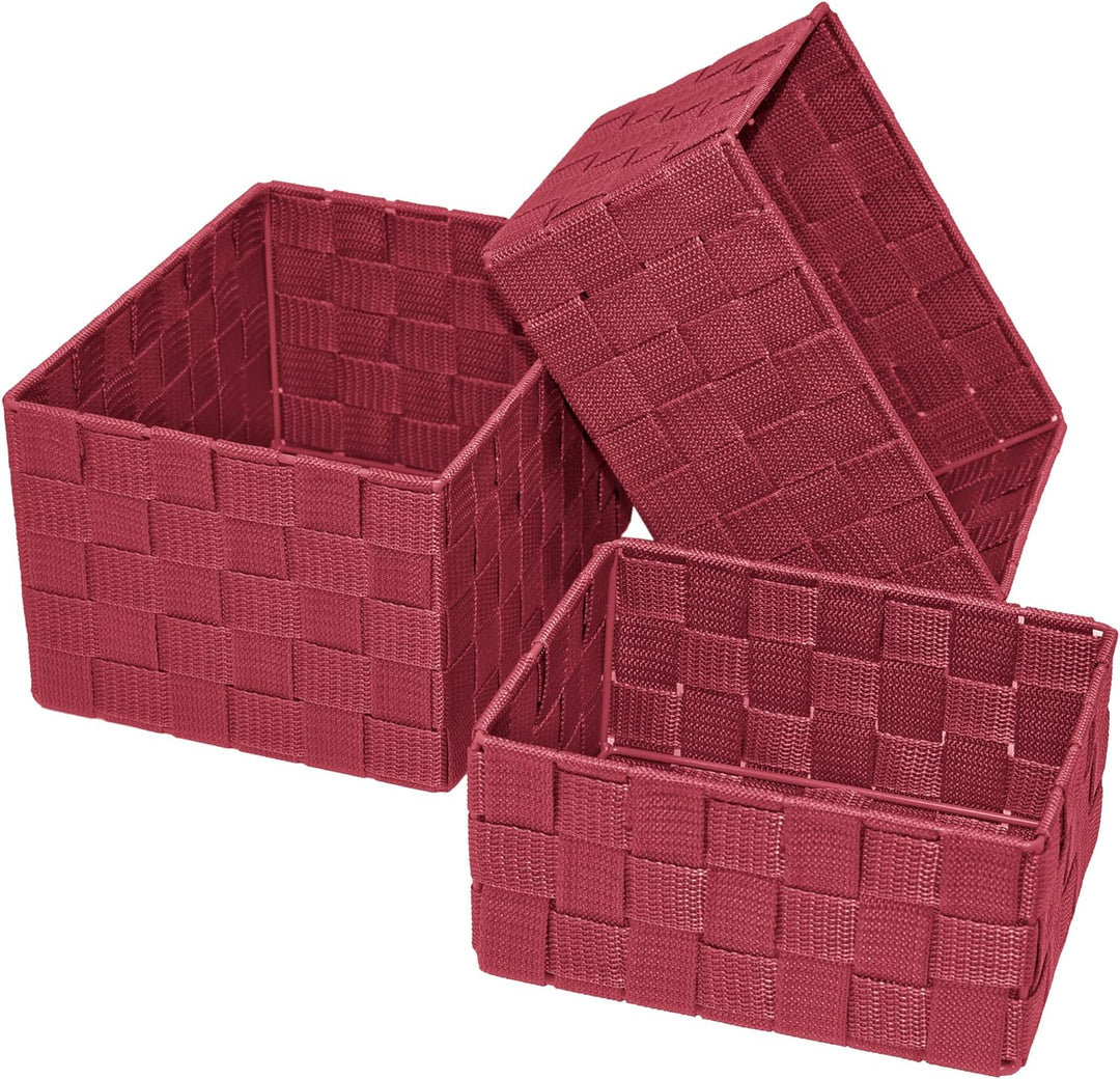 Lashuma 3er Pack Bad Körbchen, Korb Grössen: 24x18x14 cm, 21x16x12 cm und 19x14x10 cm, Regalboxen Fa