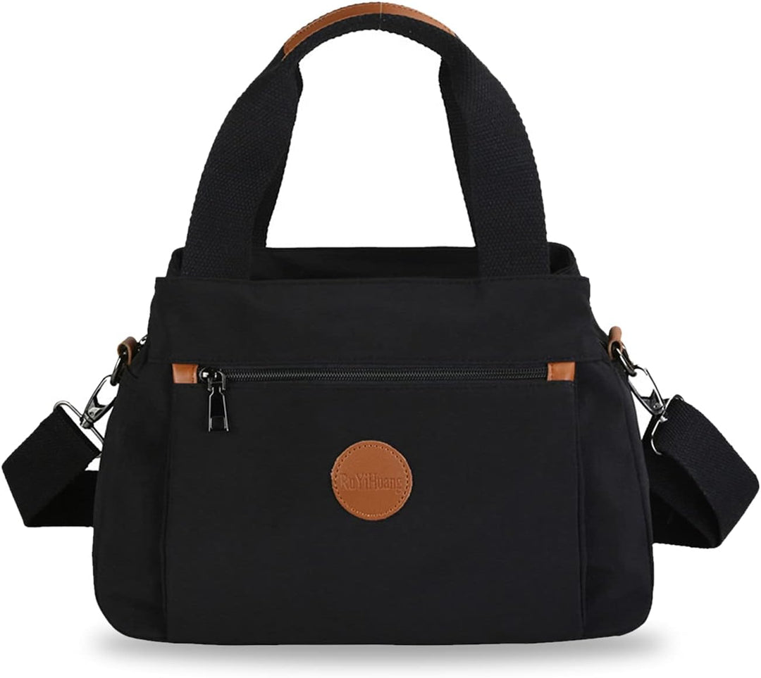 PORRASSO Damen Umhängetasche Casual Handtasche Multi Tasche Nylon Schultertasche Reisen Schule Arbei