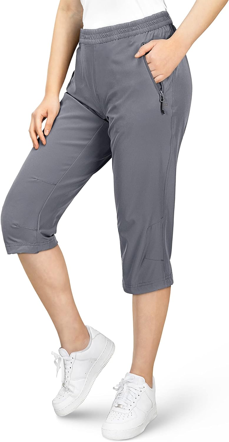 33,000ft Damen 3/4 Hose Capri Wanderhose Stretch Leichte Radhose Taschen Sommer Outdoor Golf Hose 42