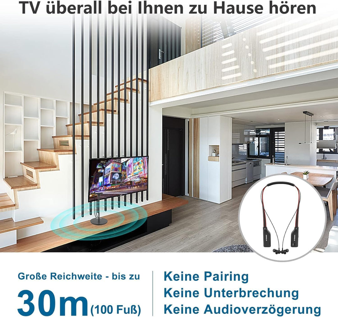 SIMOLIO 2.4GHz Funkkopfhörer Kabellos für TV, Dual Kabellose Kopfhörer für Fernseher für Senioren, B