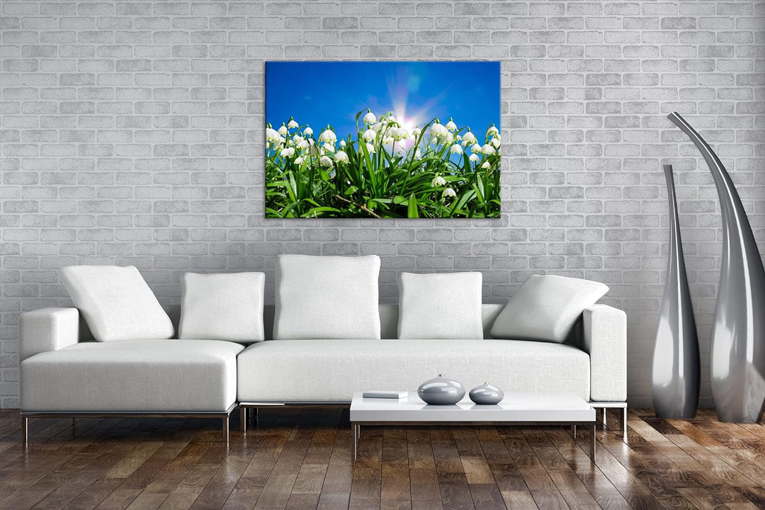 deyoli zauberhafte Schneeglöckchen Format: 100x70 als Leinwand, Motiv fertig gerahmt auf Echtholzrah