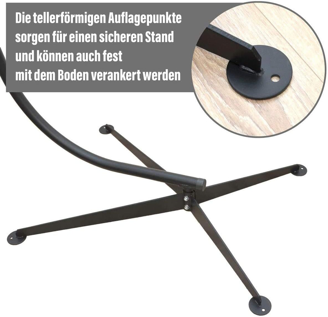 AMANKA Stabiles Hängesessel Gestell 205cm - Hängestuhl Ständer bis 120kg - Wetterfester Stahl Schwar