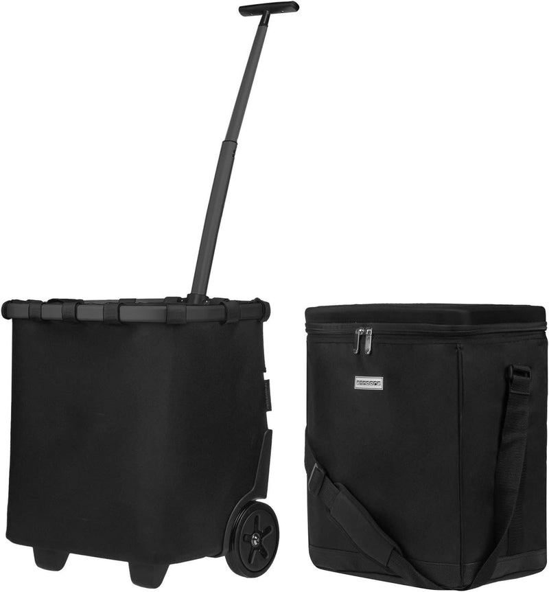 anndora Kühlbox 32 Liter schwarz + Einkaufstrolley carrycruiser Frame Black 40 Liter