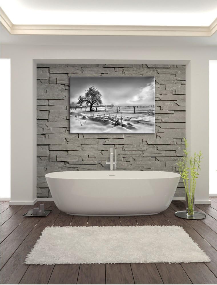 Pixxprint Baum in Winterlandschaft als Leinwandbild/Grösse: 100x70 cm/Wandbild/Kunstdruck/fertig bes