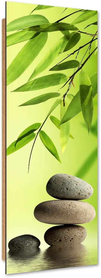 Wandbild Zen Steine Modern Deko Kunst Bilder Grün 30x90 cm Deko Paneel 30x90 cm Grün_B, Deko Paneel