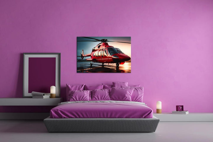 deyoli Rettungshubschrauber Format: 80x60 cm als Leinwandbild, Motiv fertig gerahmt auf Echtholzrahm