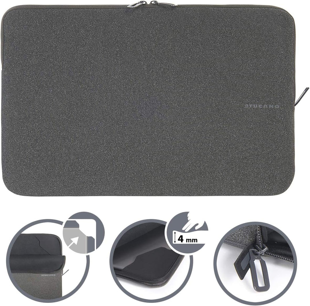 Tucano BFM1718-BK Second Skin Melange Neopren Notebook Sleeve, 43,18-45,72 cm (17-18 Zoll) schwarz