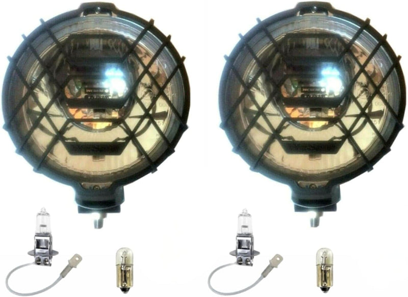 MelTruck 2x Rund Chrom H3 Halogen Fernscheinwerfer E20 Zusatzscheinwerfer 186 mm und 12V Glühbirnen