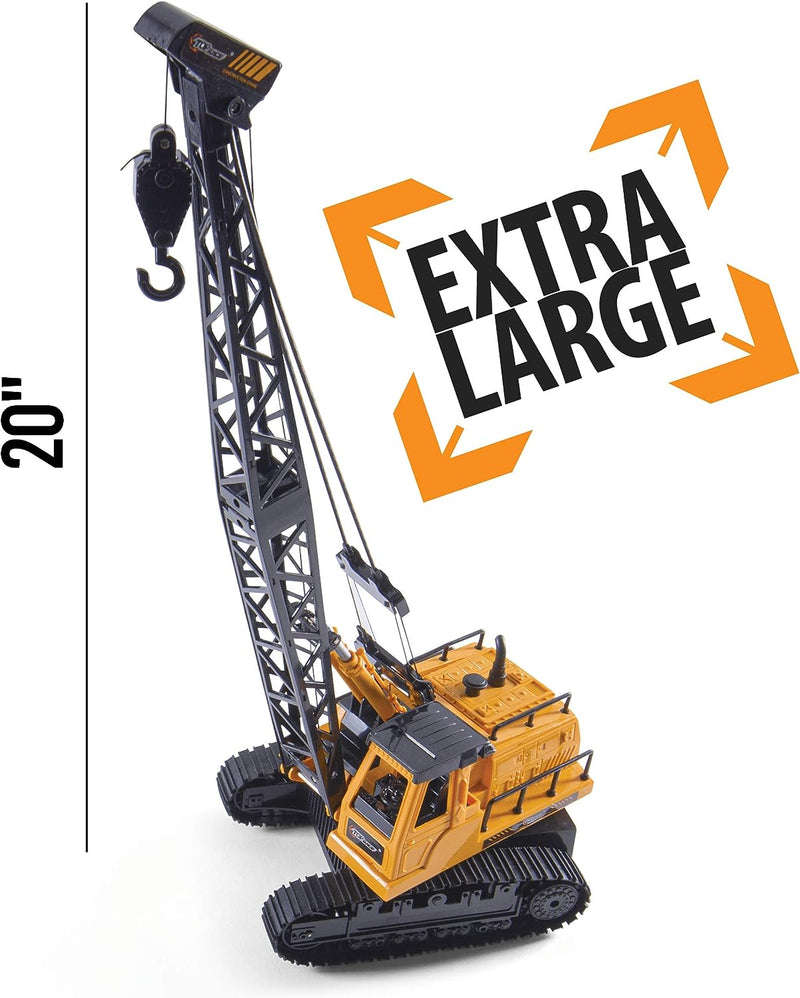 Top Race Ferngesteuerter 12-Kanal Baukran Traktor mit Lichtern und Geräuschen - für Jungen und Mädch