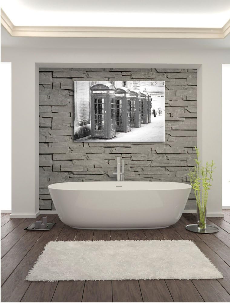 Pixxprint rote Londoner Telefonzellen Kunst als Leinwandbild/Grösse: 100x70 cm/Wandbild/Kunstdruck/f