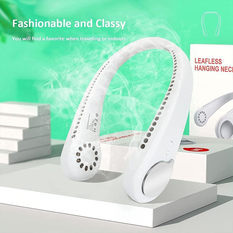 Tragbarer Mini Hals Ventilator USB mit 360° Luftstrom, Blattloser Wiederaufladbarer Akku Ventilator